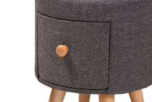 Load image into Gallery viewer, Baxton Studio Rocco Modern Transitional Dark Grey Fabric Upholstered and Oak Brown Finished Wood 1-Drawer Ottoman Stool