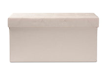 Load image into Gallery viewer, Baxton Studio Gerwin Modern and Contemporary Beige Fabric Upholstered and Oak Brown Finished Wood 2-Drawer Storage Ottoman