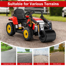 Load image into Gallery viewer, 12V Kids Ride on Road Roller with 2.4G Remote Control-Red