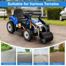 Load image into Gallery viewer, 12V Kids Ride on Road Roller with 2.4G Remote Control-Blue