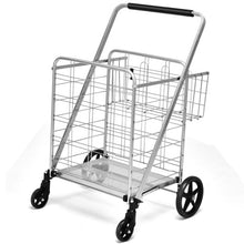 Load image into Gallery viewer, Heavy Duty Folding Utility Shopping Double Cart-Silver