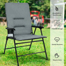 Load image into Gallery viewer, Patio Folding Padded Chair with High Backrest and Cup Holder-Gray