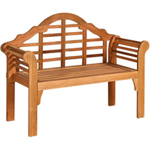 Load image into Gallery viewer, 49 Inch Eucalyptus Wood Outdoor Folding Bench with Backrest Armrest for Patio Garden