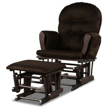 Load image into Gallery viewer, Wood Glider and Ottoman Set with Padded Armrests and Detachable Cushion-Brown