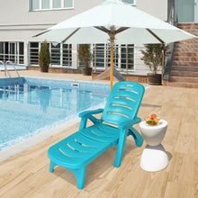 Load image into Gallery viewer, 5 Position Adjustable Folding Lounger Chaise Chair on Wheels-Turquoise