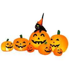Load image into Gallery viewer, Halloween 7.5 Feet Inflatable Pumpkin Combo with Witch Black Cat