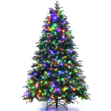 Load image into Gallery viewer, Pre-Lit Snowy Christmas Hinged Tree with Multi-Color Lights-7'