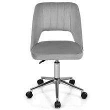 Load image into Gallery viewer, Adjustable Velvet Accent Swivel Vanity Office Chair with Chrome Base-Gray