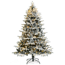 Load image into Gallery viewer, 7 Feet Pre-Lit Snow Flocked Hinged Artificial Christmas Tree with 300 LED Lights