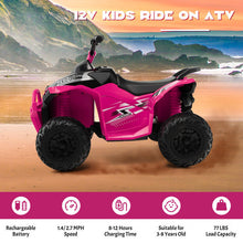 Load image into Gallery viewer, 12V Kids Ride On ATV with High/Low Speed and Comfortable Seat