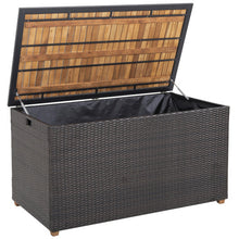 Load image into Gallery viewer, 134 Gallon Rattan Storage Box with Zippered Liner and Solid Acacia Wood Top