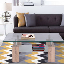 Load image into Gallery viewer, Living Room Rectangular Glass Wood Coffee Table with Shelf