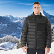 Load image into Gallery viewer, Electric USB Men’s Down Heated Jacket Thermal Stand Collar Coat-Black-M