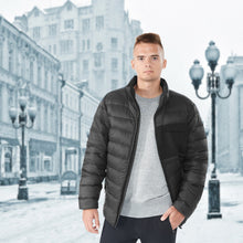 Load image into Gallery viewer, Electric USB Men’s Down Heated Jacket Thermal Stand Collar Coat-Black-M