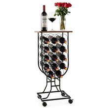 Load image into Gallery viewer, 14 Bottles Wine Rack with Detachable and Lockable Wheels-Black