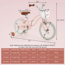 Load image into Gallery viewer, 14 Inch Kid's Bike with Removable Training Wheels and Basket-Pink