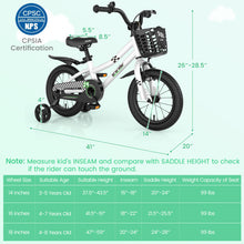 Load image into Gallery viewer, Kid's Bike with 2 Training Wheels for 3-5 Years Old-White