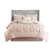 Load image into Gallery viewer, Madison Park Laurel 100% Polyester Polyoni Pieced With Tufted 7 Piece Comforter Set - Full - Blush MP10-6644 By Olliix