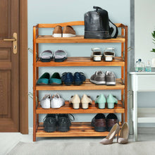 Load image into Gallery viewer, 5-Tier Wood Shoe Rack Freestanding Shoe Storage Organizer