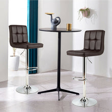 Load image into Gallery viewer, Set of 2 Square Swivel Adjustable PU Leather Bar Stools with Back and Footrest-Coffee