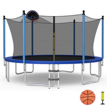 Load image into Gallery viewer, 12/14/15/16 Feet Outdoor Recreational Trampoline with Ladder and Enclosure Net-15 ft