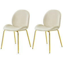 Load image into Gallery viewer, Set of 2 Velvet Accent Chairs with Gold Metal Legs-Beige