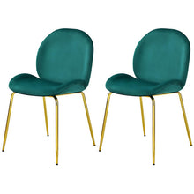 Load image into Gallery viewer, Set of 2 Velvet Accent Chairs with Gold Metal Legs-Green
