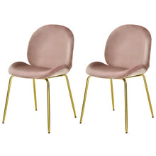 Load image into Gallery viewer, Set of 2 Velvet Accent Chairs with Gold Metal Legs-Pink