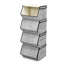 Load image into Gallery viewer, Set of 4 Storage Bins Stackable Cubes with Lid-Black