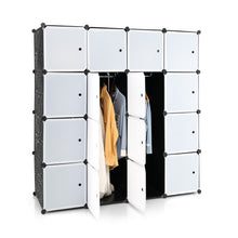 Load image into Gallery viewer, 16-Cube Storage Organizer with 16 Doors and 2 Hanging Rods-Black
