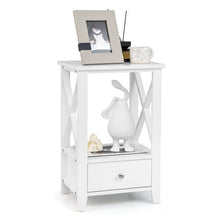 Load image into Gallery viewer, 2-Tier 16 x 14 Inch Multifunctional Nightstand with Storage Drawer-White