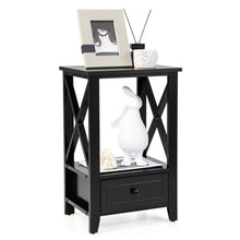 Load image into Gallery viewer, 2-Tier 16 x 14 Inch Multifunctional Nightstand with Storage Drawer-Black