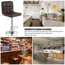 Load image into Gallery viewer, Set of 2 Square Swivel Adjustable PU Leather Bar Stools with Back and Footrest-Coffee