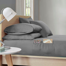 Load image into Gallery viewer, Microfiber Sheet Set With Side Storage Pockets Full ID20-1916 By Olliix