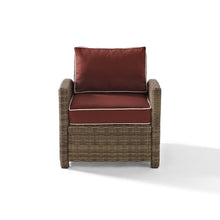 Load image into Gallery viewer, Bradenton Outdoor Wicker Armchair Sangria/Weathered Brown