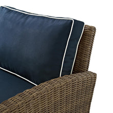 Load image into Gallery viewer, Bradenton Outdoor Wicker Sectional Left Side Loveseat Navy/Weathered Brown