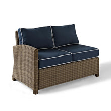Load image into Gallery viewer, Bradenton Outdoor Wicker Sectional Left Side Loveseat Navy/Weathered Brown