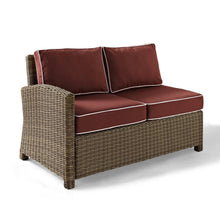 Load image into Gallery viewer, Bradenton Outdoor Wicker Sectional Left Side Loveseat Sangria/Weathered Brown