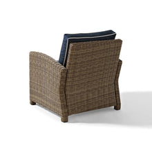 Load image into Gallery viewer, Bradenton 4Pc Outdoor Wicker Conversation Set Navy/Weathered Brown - Loveseat, Coffee Table, & 2 Arm Chairs