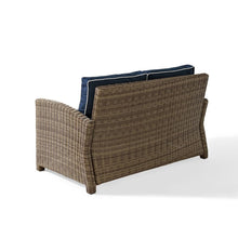 Load image into Gallery viewer, Bradenton 2Pc Outdoor Wicker Conversation Set Navy/Weathered Brown - Loveseat & Coffee Table