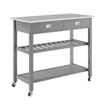 Load image into Gallery viewer, Chloe Stainless Steel Top Kitchen Island/Cart Gray/Stainless Steel