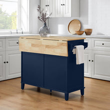 Load image into Gallery viewer, Cora Drop Leaf Kitchen Island Navy/Natural