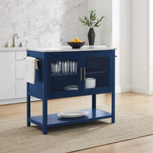 Load image into Gallery viewer, Katrina Kitchen Island Navy/White Marble