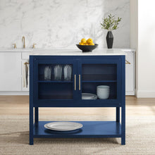 Load image into Gallery viewer, Katrina Kitchen Island Navy/White Marble