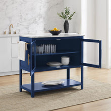 Load image into Gallery viewer, Katrina Kitchen Island Navy/White Marble
