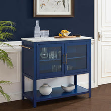 Load image into Gallery viewer, Katrina Kitchen Island Navy/White Marble