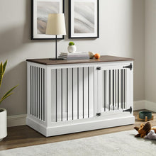 Load image into Gallery viewer, Winslow Small Credenza Dog Crate White/Dark Brown