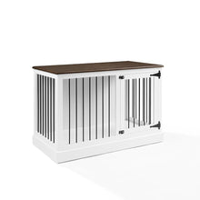 Load image into Gallery viewer, Winslow Small Credenza Dog Crate White/Dark Brown