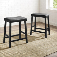 Load image into Gallery viewer, Upholstered Saddle Seat 2Pc Counter Stool Set Black/Black - 2 Stools