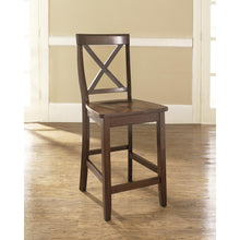 Load image into Gallery viewer, X-Back 2Pc Counter Stool Set Mahogany - 2 Stools